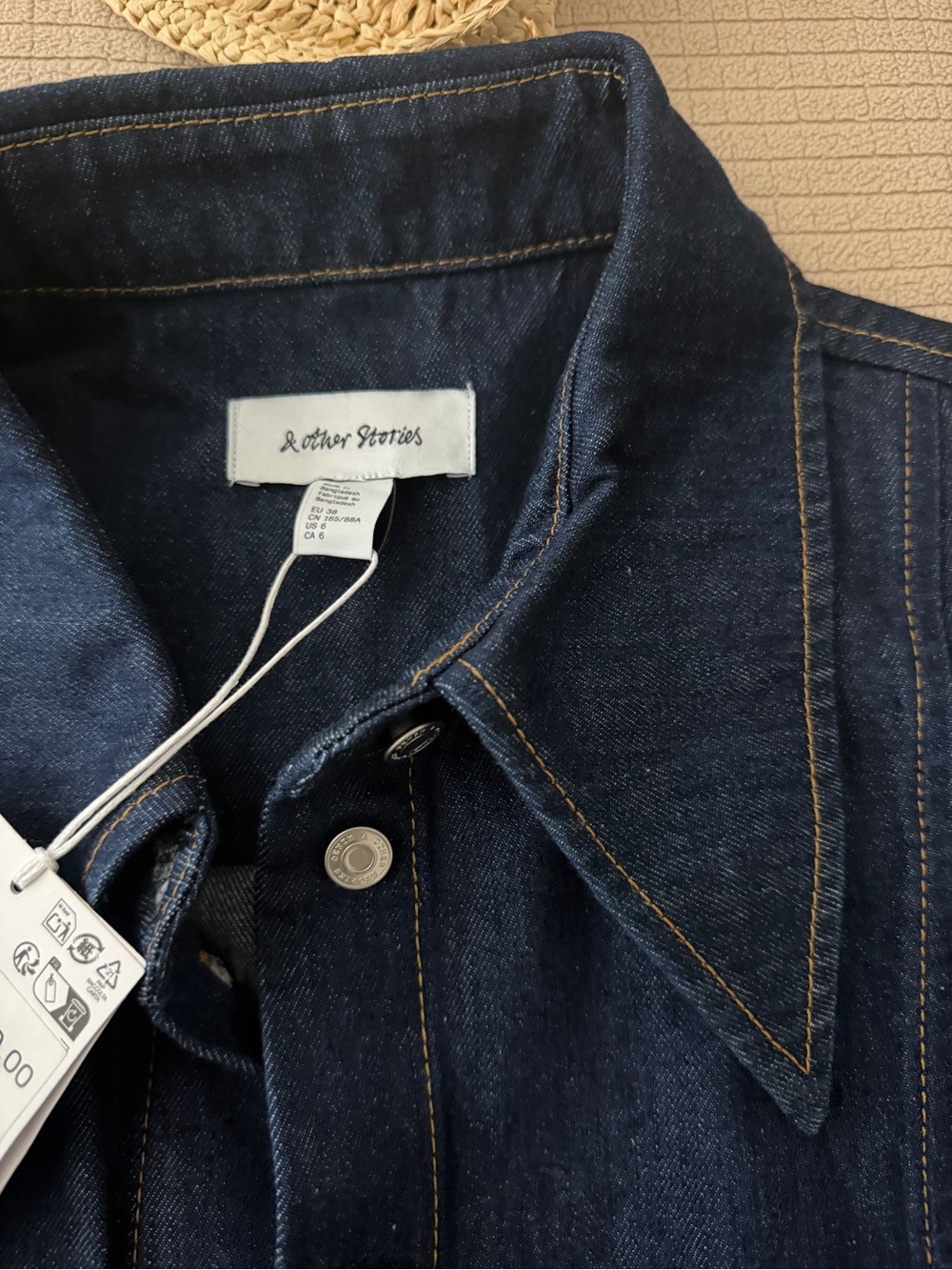 & Other Stories Navy Blue Denim Jacket with Contrast Stitching